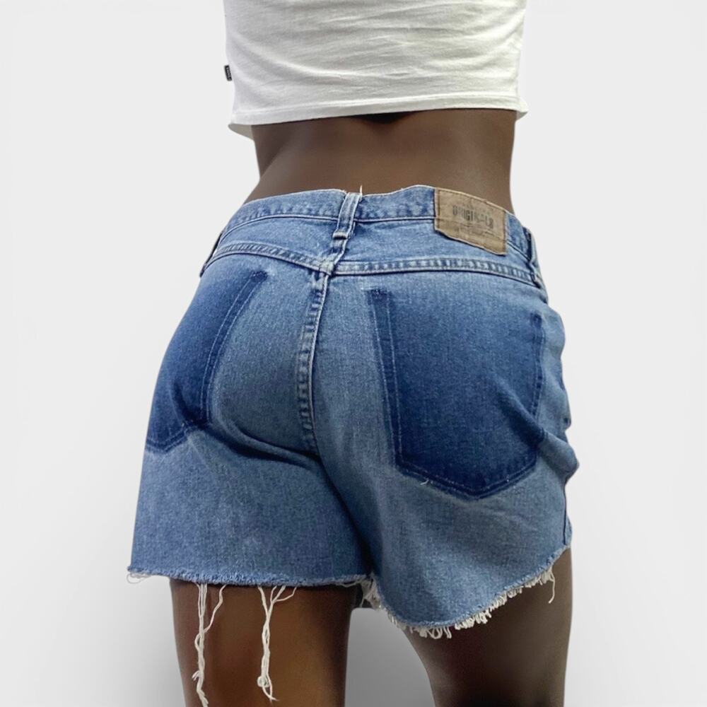 Vintage Wrangler Relaxed Slouchy Western Two Tone Cut Off Jean Shorts Sz 32
